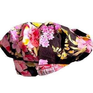 Harmony Floral Scrub Hat Bouffant Style With Adjustable Drawstring In Back